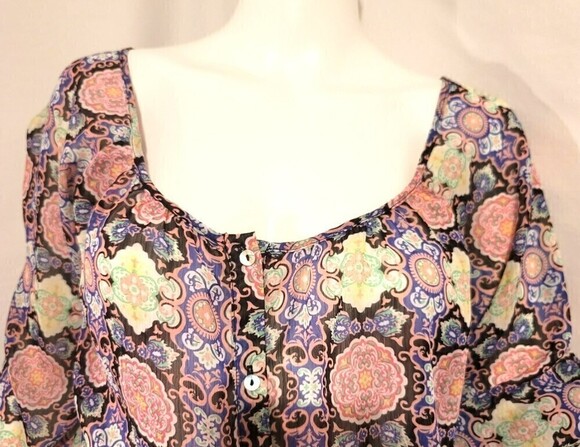 Olsenboye Boho Peasant Sheer Crop Top - Size  M - Picture 5 of 9